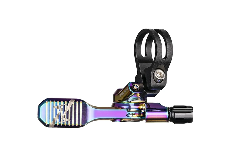 Funn UpDown Mountain Bike Dropper Seatpost 4 Way Mount CNC Remote Lever kit fits Both External and Internal Routing droppers, Smooth Action Easy-to-Use (Oil Slick)