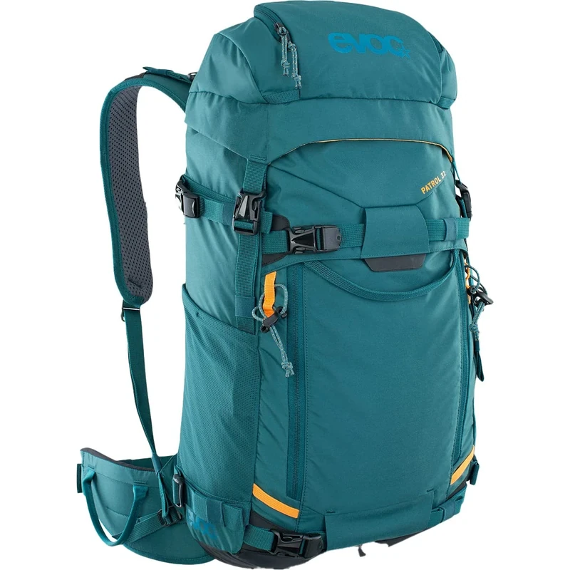 EVOC PATROL 32 touring backpack (comfortable carrying system, load distribution via NEUTRALITE SYSTEM, side access, avalanche compartment, filling from top and side), Petrol Blue