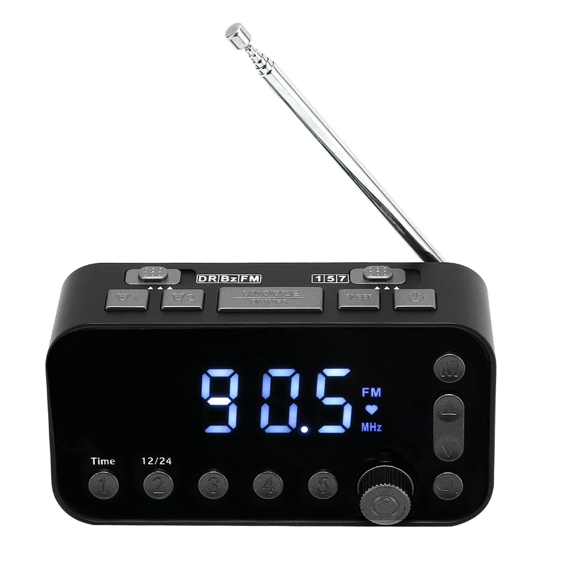 Lazmin112 FM Digital Alarm Clock, DAB‑A1 Clock FM Radio Dual USB with Charging Port LCD Display Backlight Adjustable Volume Alarm Clock Radio