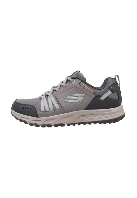 Skechers Men's Escape Plan Trekking Low Cut Shoes, Tan Leather/Mesh/Charcoal Trim, 9.5 UK