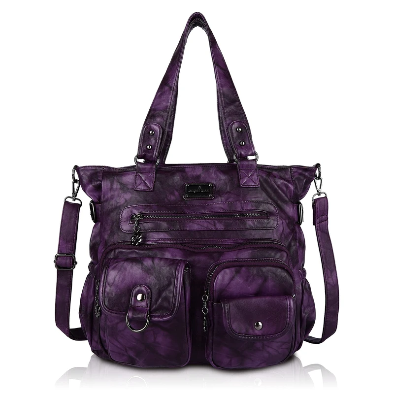 Angel Kiss Purses and Handbag for Women Soft PU Leather Shoulder Handbag Women Tote Satchel Bags Top Handle Satchel, 5#d.purple