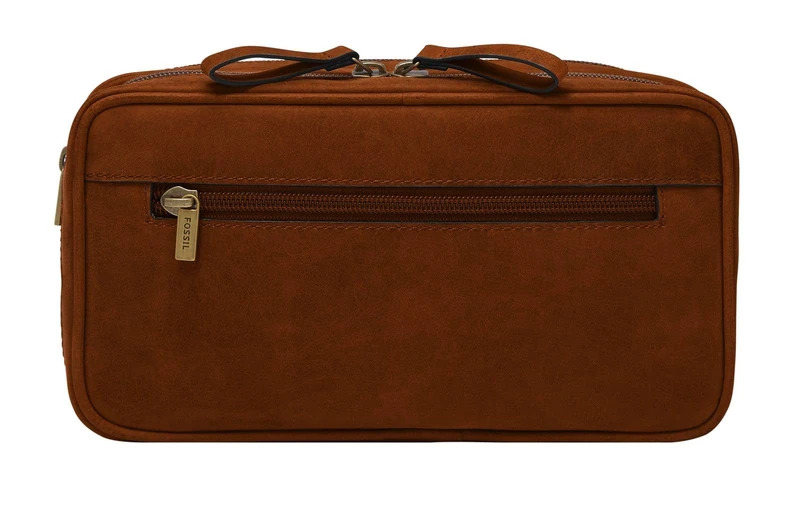 Fossil Gift for Men Travel, Leather Shave Kit Medium brown 22.86cm L x 8.255cm W x 11.43cm H MLG0723210