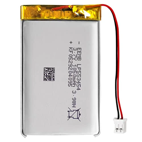 EEMB Lithium Polymer battery 3.7V 1050mAh 553454 Lipo Rechargeable Battery Pack with wire JST Connector-confirm device & connector polarity before purchase