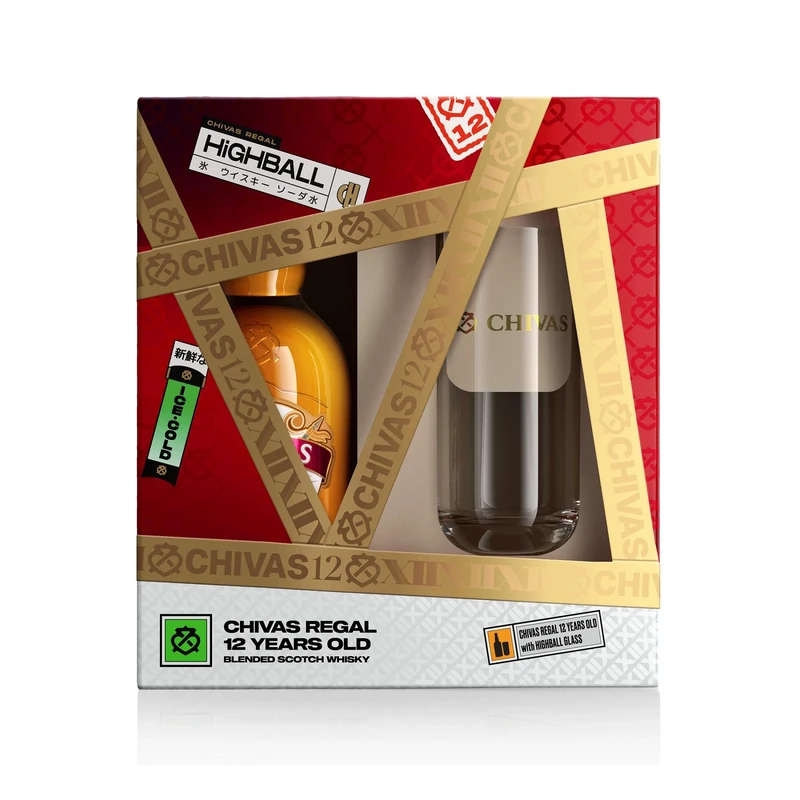 Chivas Regal 12 Year Old Blended Scotch Whisky Glass Gift Set, 70cl