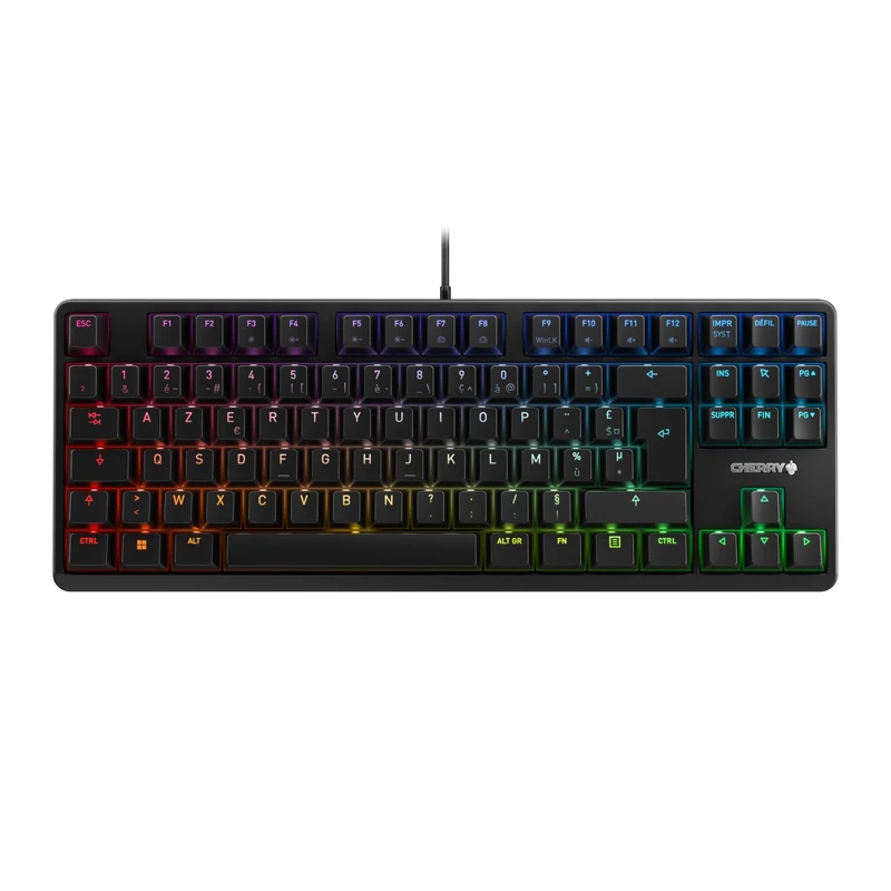 CHERRY G80-3000N RGB TKL, Wired Gaming Keyboard without Numeric Keypad, French Layout (AZERTY), RGB Lighting, MX SILENT RED Switches, Black