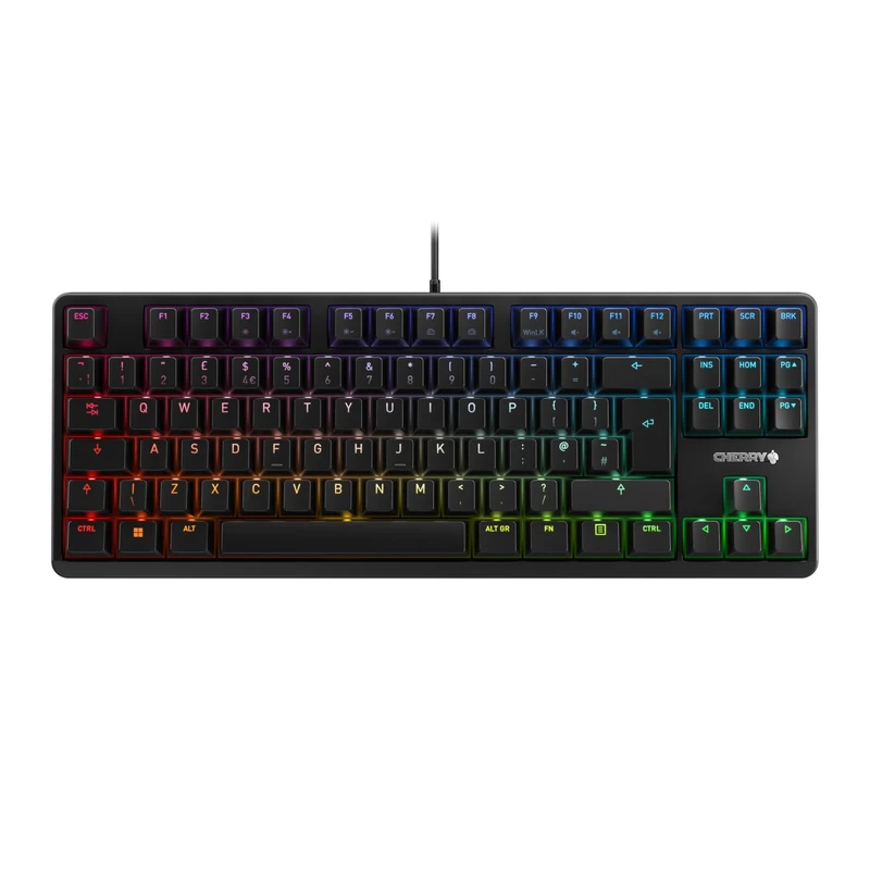 CHERRY G80-3000N RGB TKL, Wired Gaming Keyboard without Numeric Keypad, UK Layout (QWERTY), RGB Lighting, Original MX SILENT RED Switches, Black