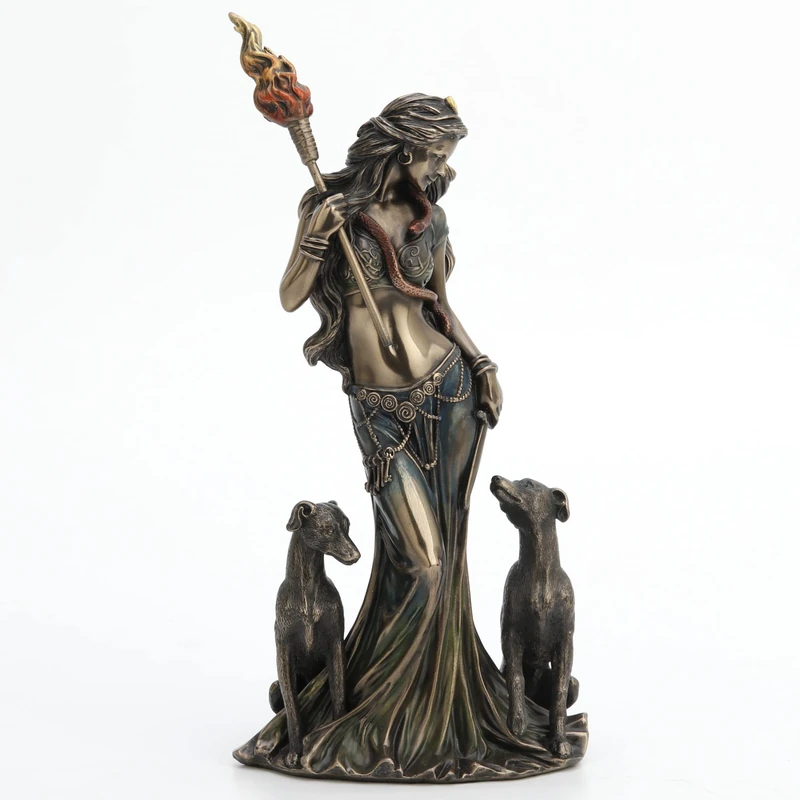 Veronese Design Hecate Greek Goddess of Magic with Her Hounds Cold Cast Bronzed Resin Sculpture Fantasy Figurine Home Decor, Bronze, Length 4 1/2 * Width 3 1/2 * Height 9 1/4 (Inch) (WU77853A4)