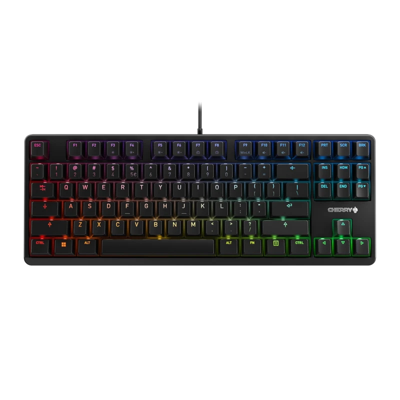CHERRY G80-3000N, Wired Gaming Keyboard without Numeric Keypad, EU Layout (QWERTY), RGB Lighting, Original MX SILENT RED Switches, Black