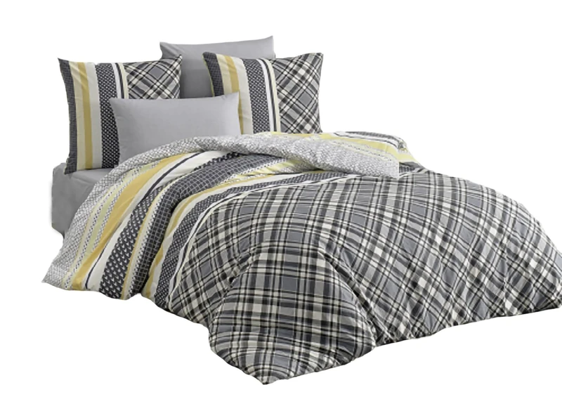 M'DECO - Retro yellow bedding set. Dimensions: 140 x 200 cm - Image 1