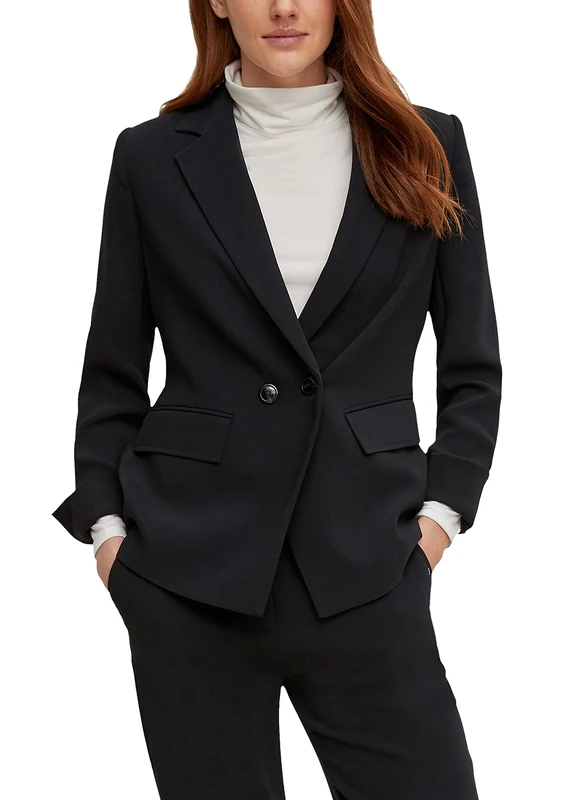 Comma Women's Blazer Langarm, 9999 Black, 34