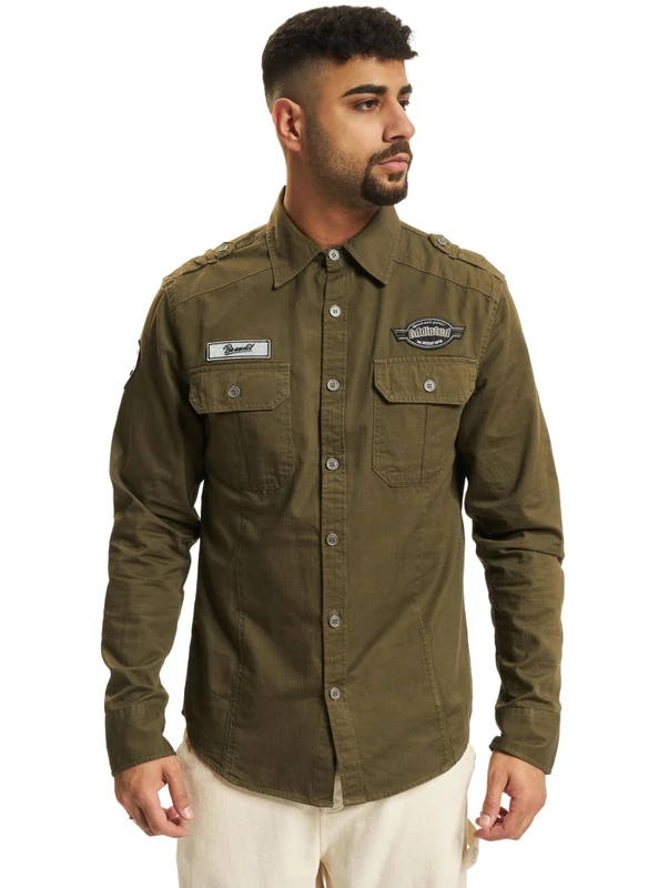 Brandit Luis Vintage Shirt Long Sleeve, color: olive, size: 6XL