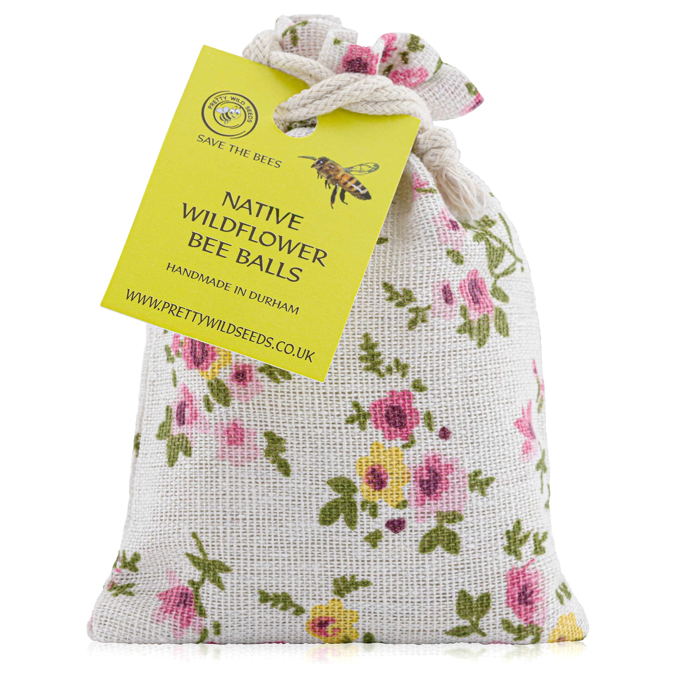 Native Wild Flower Bee Balls Seed Balls in Floral Sack Handmade with Clay & Seeds to Save The Bees