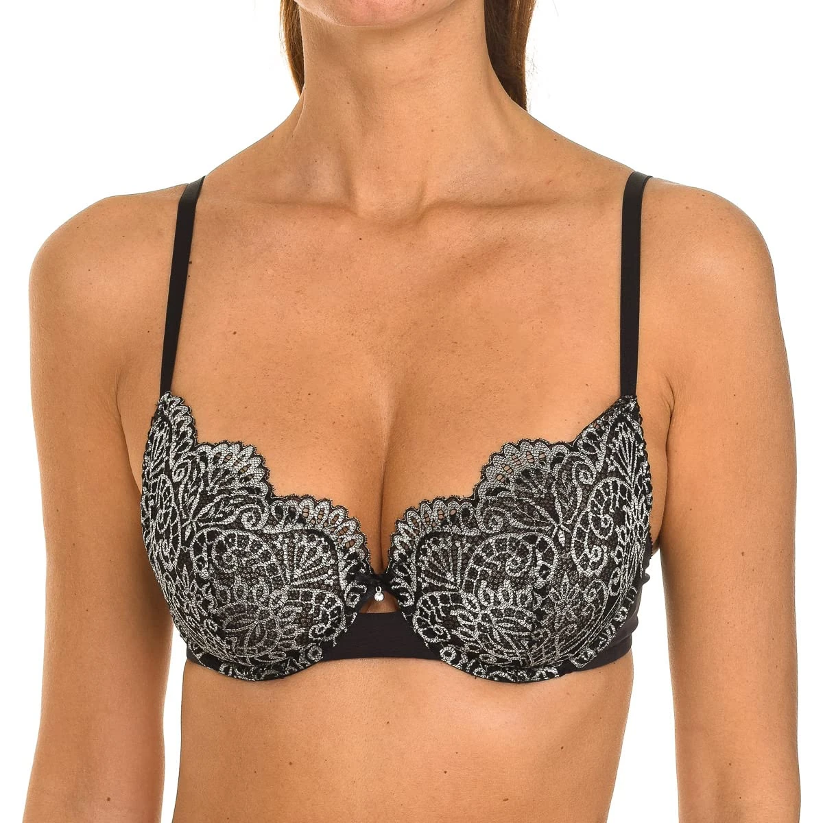 Wonderbra Women Lightly Lined Lace Bra Lace wired Bra, Black, 34B