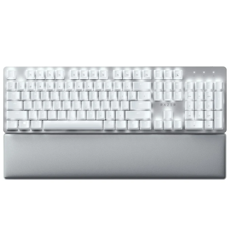 Razer Pro Type Ultra - Wireless Mechanical Keyboard for Maximum Productivity (Yellow Silent and Linear Keyboard Switches, Leatherette Wrist Rest, Multi-Device Dongle, Bluetooth) US Layout | White