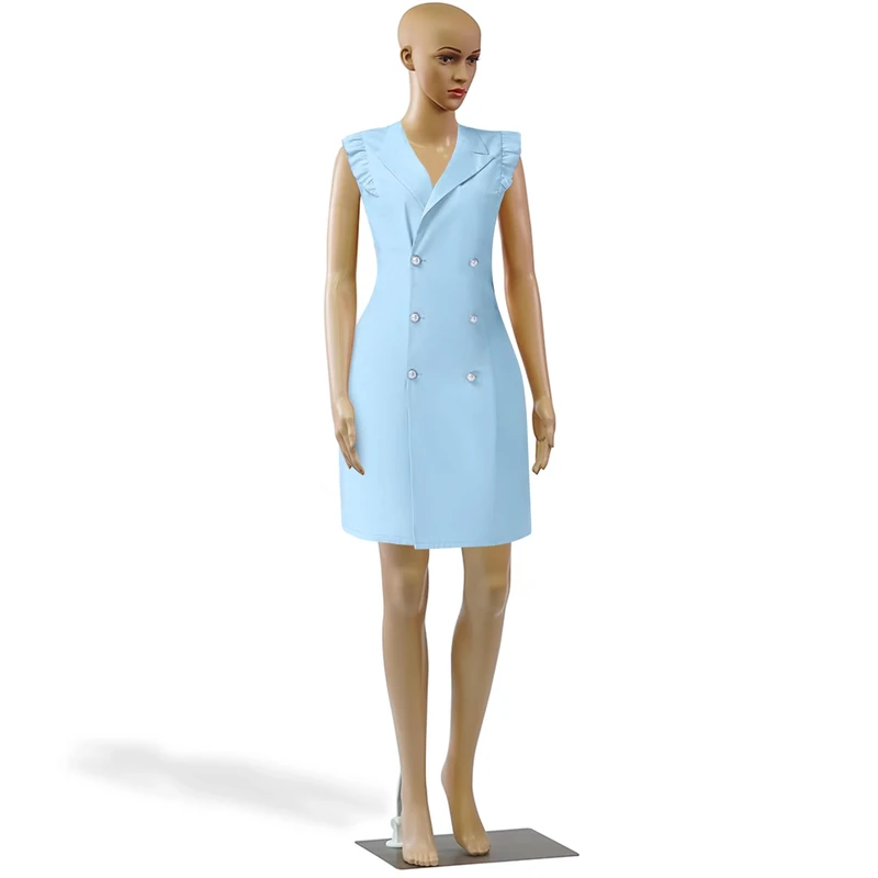 SereneLife Mannequin Body Female 175 cm, Clothes Mannequin, Female Manequins Dress Form, Manikin Full Body Detachable Display with Flexible Limbs, 360° Rotating Head & Metal Base (Tan)