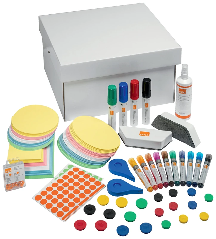 Nobo Whiteboard & Notice Board Accessory Kit, Includes Over 1900 Items, Whiteboard Pens, Erasers, Magnets & Cleaning Spray & More, Move & Meet Collaboration System, 1915567