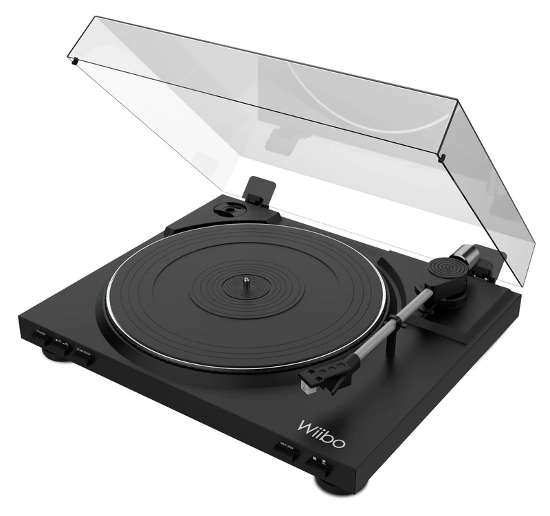 Wiibo Lyra 100 - Vinyl Record Player Phono and Capsule Audio Technica - USB and RCA Connection Turntable - Analog Playback and Digital MP3 Conversion - Speed Selection 33/45 RPM