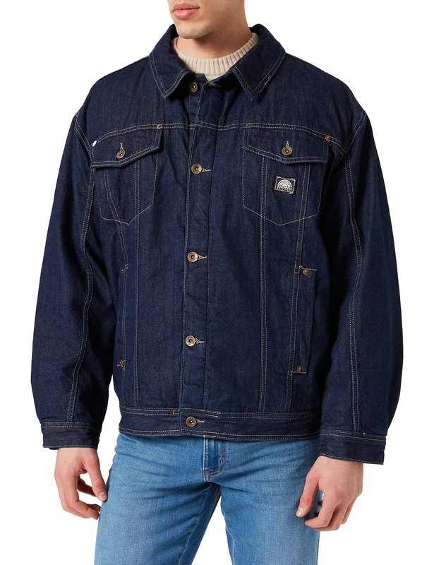 Southpole Men's Denim Sherpa Jacket, raw Indigo, L