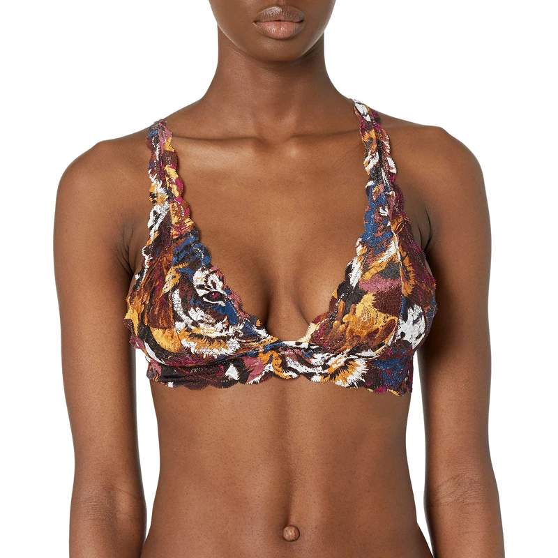 Cosabella Women's Say Never Printed Tall Triangle Bralette Plunge Bra, Africa Tiger, L