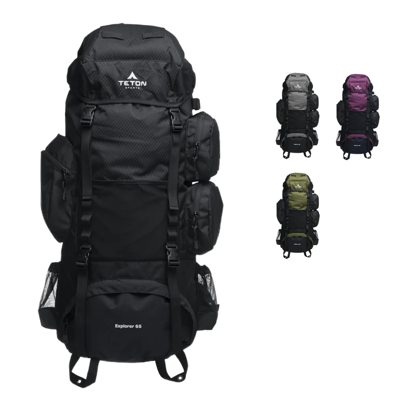 TETON Sports Unisex's Explorer 4000 Internal Frame Backpack, Black, L (Pack of 2)