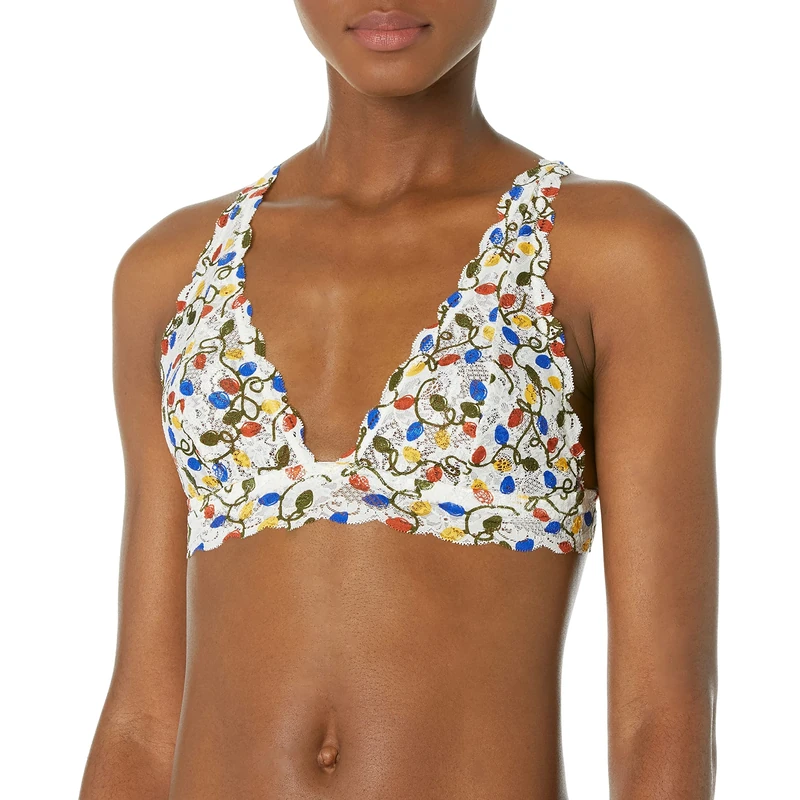 Cosabella Women's Say Never Printed Tall Triangle Bralette Plunge Bra, Multi Lights, S