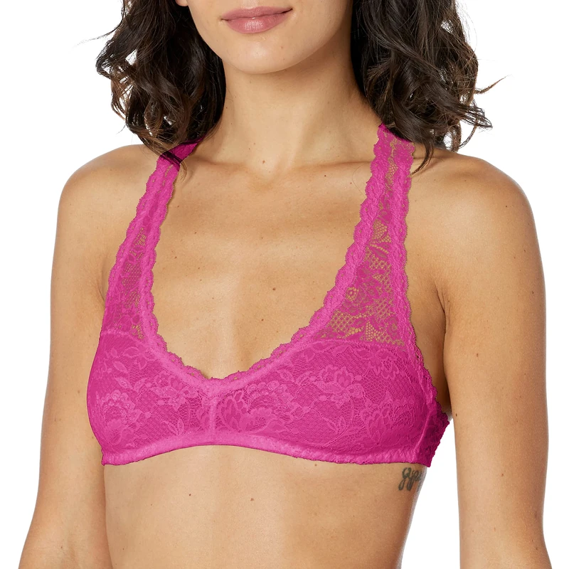 Cosabella Women's Say Never Petite Racie Racerback Bralette Plunge Bra, Sheer, Cape Fuchsia, XXS-L