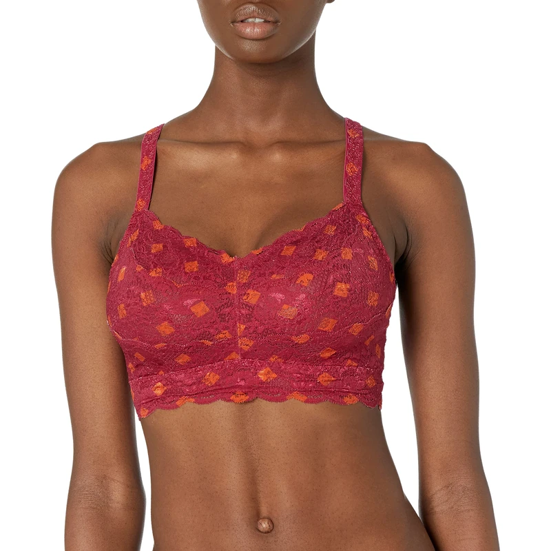 Cosabella Women's Say Never Printed Curvy Sweetie Bralette Bra, Diamond Deep Ruby, XS
