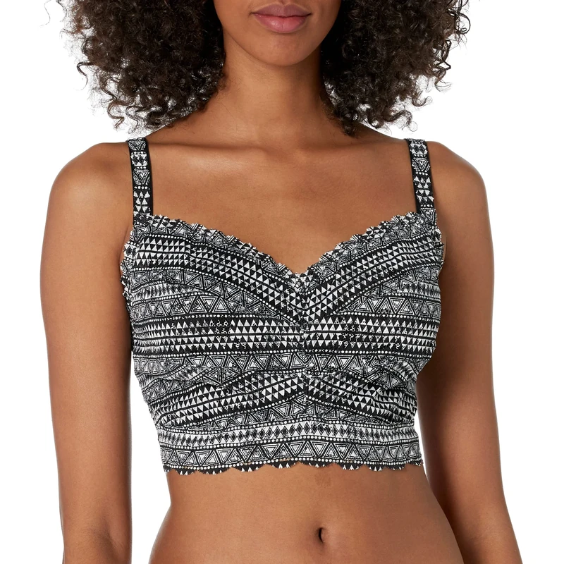 Cosabella Women's Say Never Printed Ultra Curvy Sweetie Bralette Bra, Opaque, Geo Black White, S