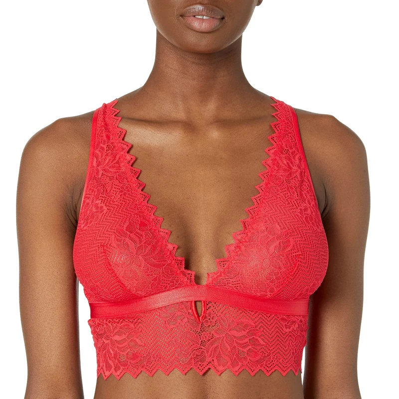 Cosabella Women's Leonora Tall Triangle Bralette Plunge Bra, Rossetto, XL