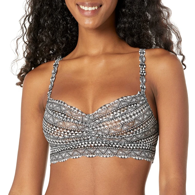 Cosabella Women's Say Never Printed Petite Sweetie Bralette Bra, Geo Black White, XXS-S