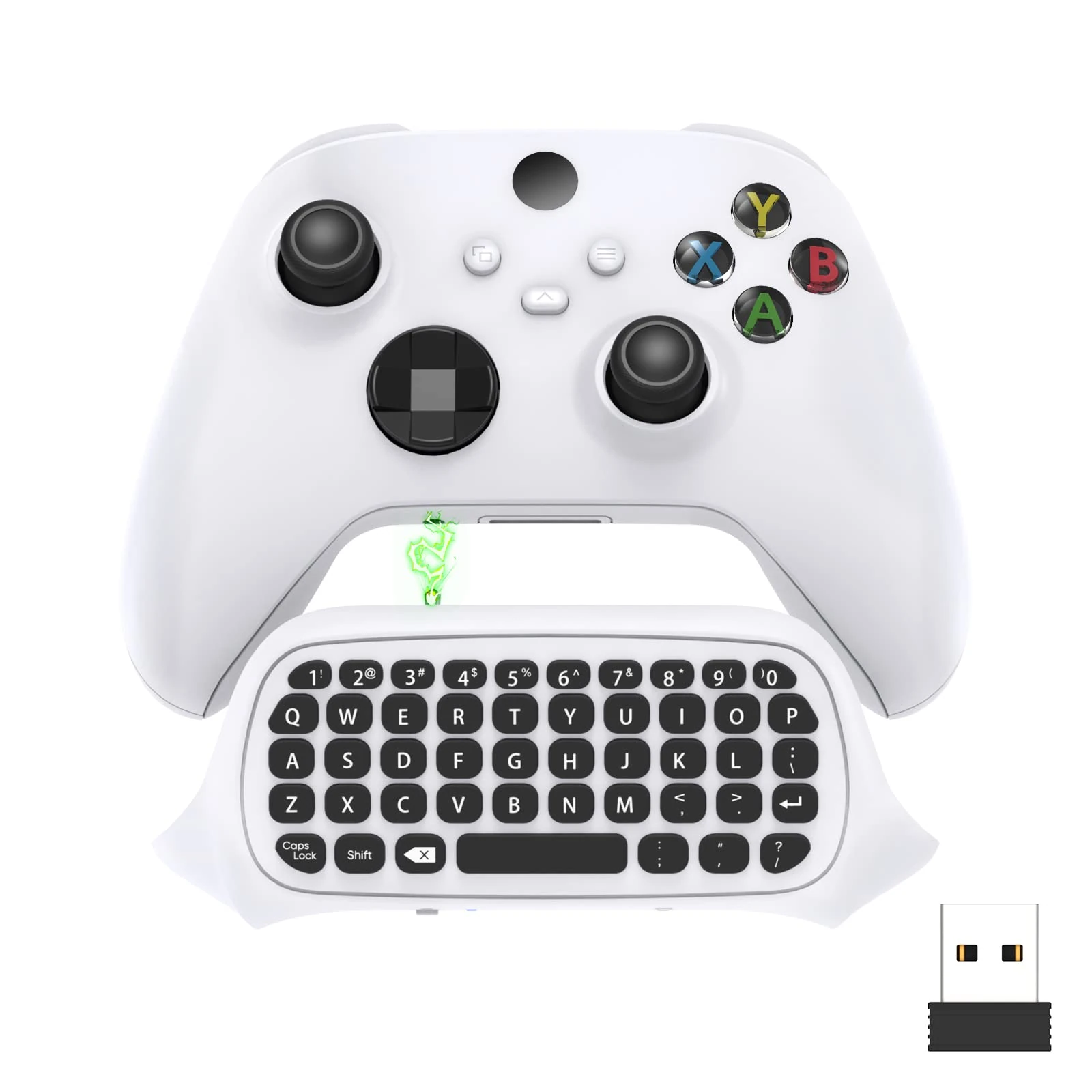 FASTSNAIL Keyboard compatible with Xbox Series X/S/Xbox One/One S Controller,2.4G USB Gamepad keyboard with Headset Jack and 3.5mm Audio Jack,for QWERTY Keyboard Mini Digital Keyboard（White）
