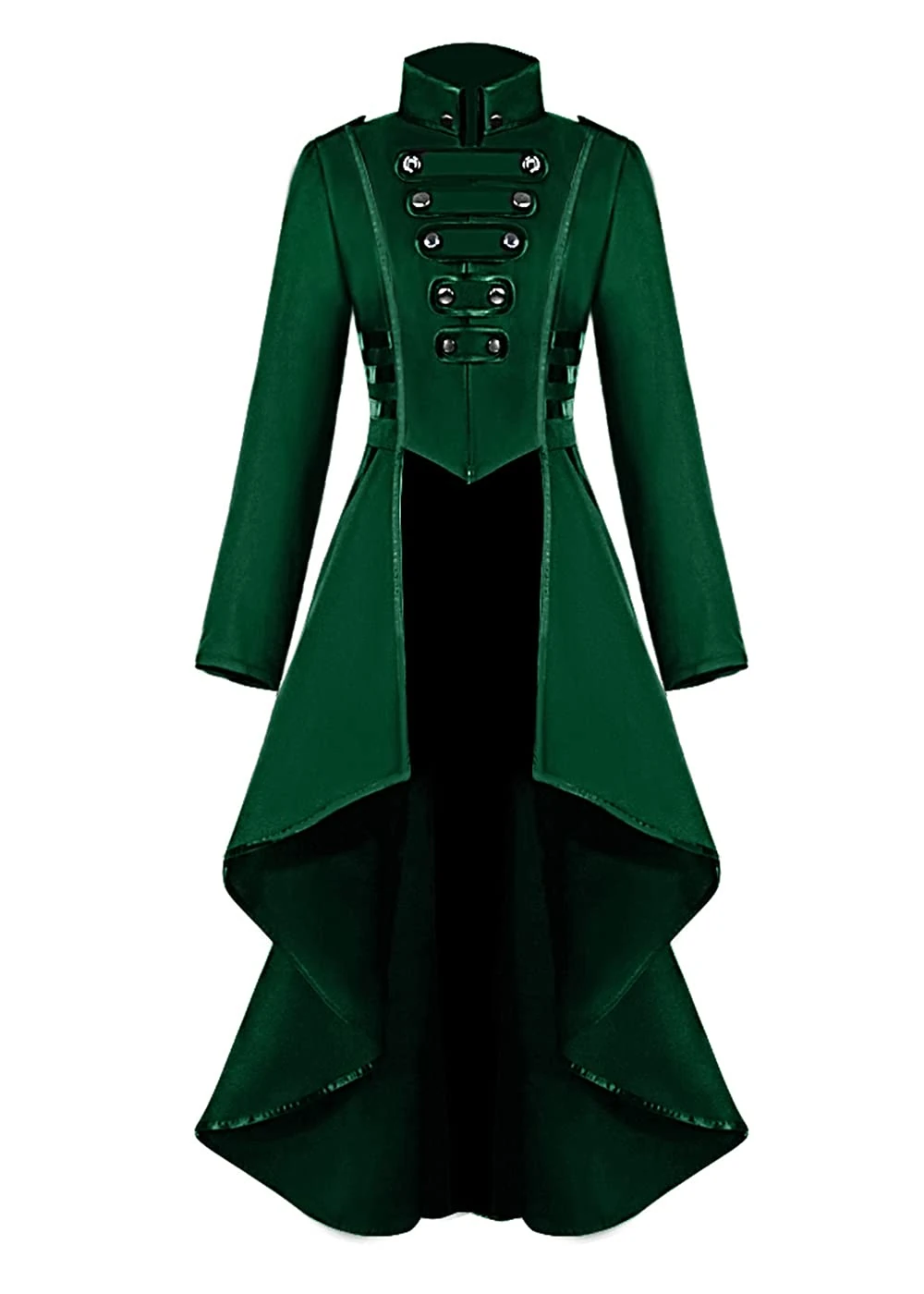 Vintage Steampunk Jacket Halloween Costumes for Women, Female Medieval Gothic Renaissance Clothes LadiesTailcoat Irregular Hem Outfits, Adult Retro Victorian Pirate Vampire Cosplay Uniform (Green, S)