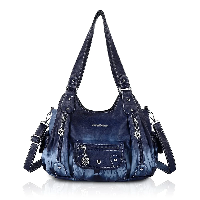 Angel Barcelo Womens Purses and Handbags PU Leather Shoulder Bag Fashion Hobo Bags for Girls, Fashion Blue, One Size