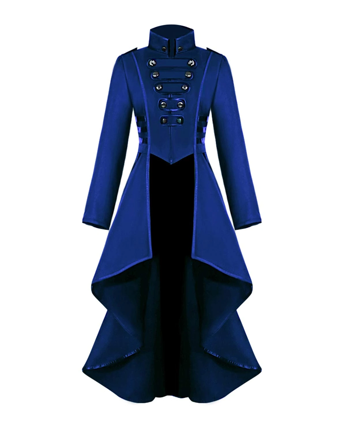 Sangdut Steampunk Jacket Halloween Costumes for Women, Female Medieval Gothic Renaissance Tailcoat Irregular Hem Outfits, Adult Retro Victorian Pirate Vampire Cosplay Uniform (Blue, S)