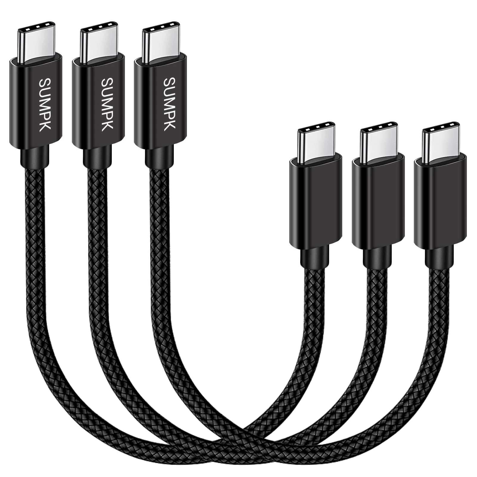 SUMPK Short USB C to USB C Cable 60W 3 Packs, 20cm PD Fast Charging Charger Cable USB 2.0 Type C Cord Compatible with Samsung Galaxy S21/S21+/S20+ Ultra Note 20