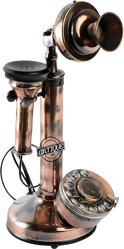 Victorian candlestick telephone brass handmade old rotary dial functional phone for decor, gifting