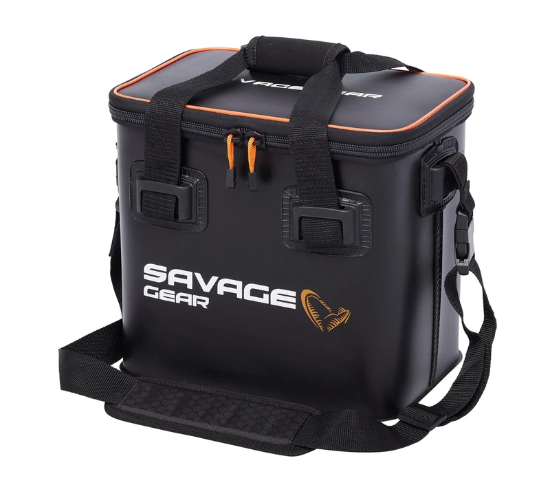 Savage Gear WPMP Waterproof Insulated Cooler Bag – Heavy-Duty EVA Lunch & Bait Cooler for Fishing, Camping, Hiking & Boating | 5mm Thermal Insulation | Includes 2 Cooler Elements & Shoulder Strap, 24L