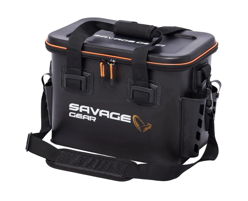 Savage Gear WPMP Boat and Bank Bag – Waterproof Multipurpose EVA Bag, Detachable Shoulder Strap, Rod Holders, and Lure Storage – Ideal for Lures, Tackle Boxes, and Fishing Gear 24L