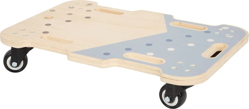 small foot 12244 Wooden Roll Board, with grips, mountain/ice floe motif, guiding rollers, kids sport for ages 3+ years