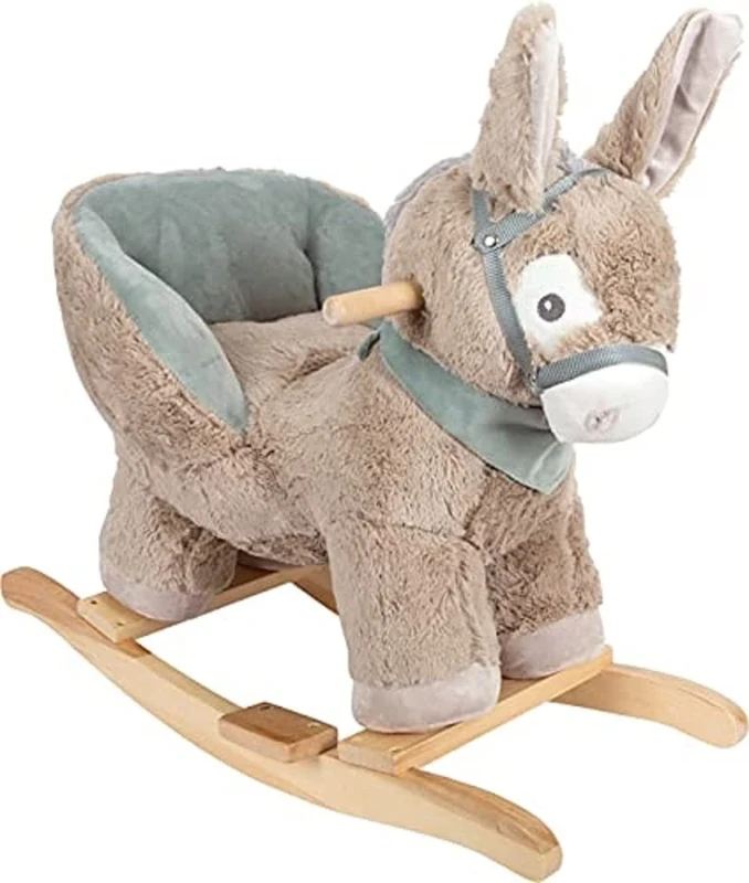 Small Foot 12210 Rocking Donkey with Seat, Grips and head collar, made of plush and wood, for ages 12+ months
