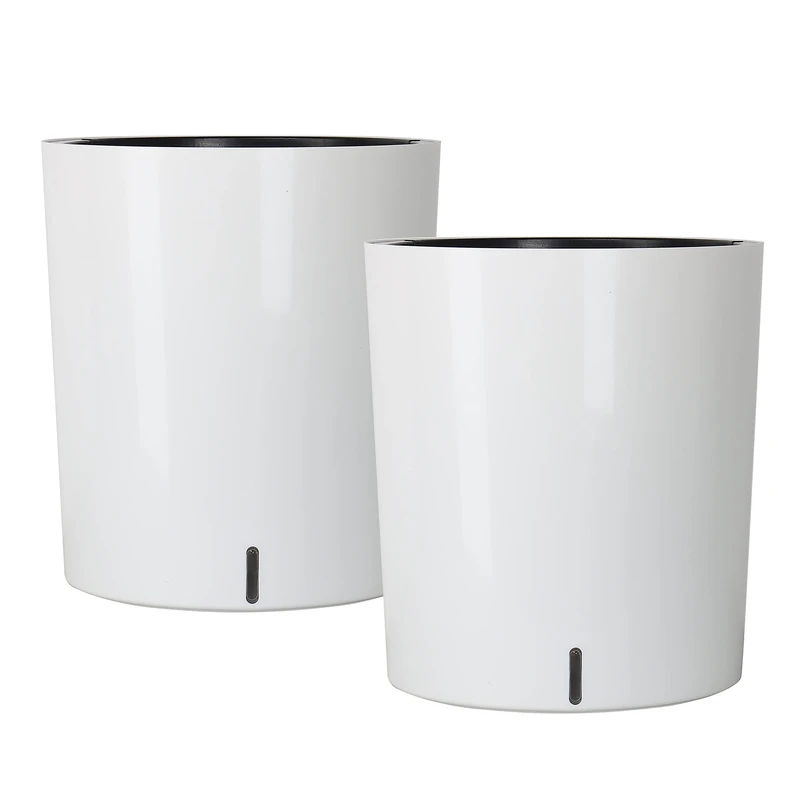 SAROSORA Large Round Self Watering Planter 12.5 Inch 2 Pack for Home Garden Patio Tall Tree (White, Pack of 2)