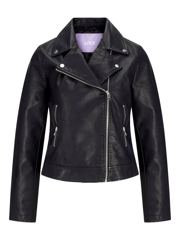 JACK & JONES Women's Jjxx Jxgail Faux Leather Biker Jacket Noos Faux Leather Jacket, Black, S - Image 1