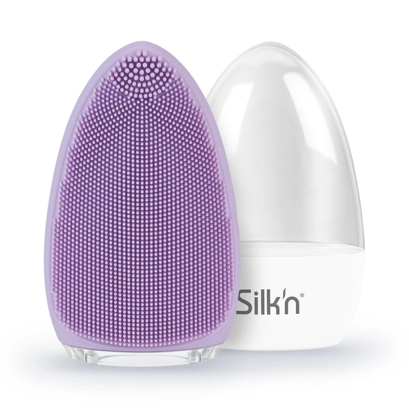 Silk`n Bright - Facial Cleansing Brush Made of Silicone, hygienic deep Cleansing, Gentle Peeling and Massage, Waterproof, Rechargeable - Purple