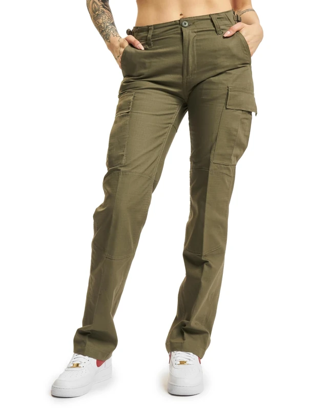 Brandit Women's Cargo Pants, Olive, 36 - Perfect for Outdoor Activities, 100% Cotton