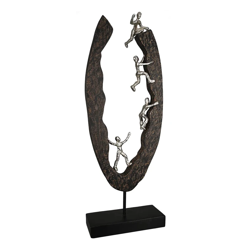 Casablanca Sculpture, Aluminium Wood, Black, Silver, Höhe 59 cm