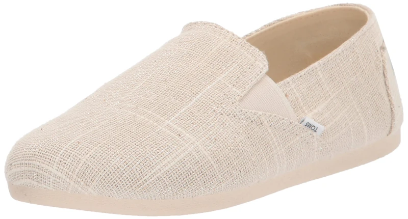 TOMS Women's Redondo Loafer Flat, Natural Metallic Slubby Woven, 3 UK