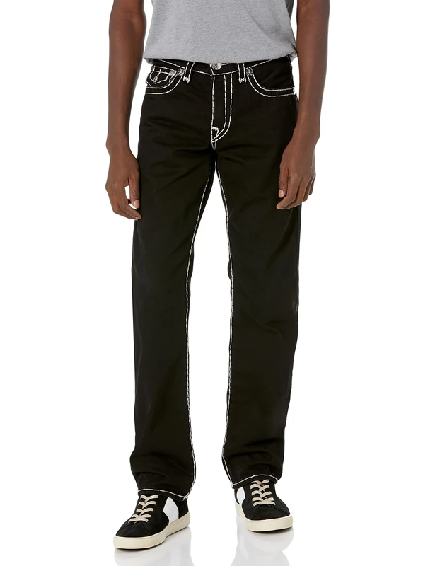 True Religion Men's Ricky Super T Straight Leg Jean, 2sb Body Rinse Black, 34