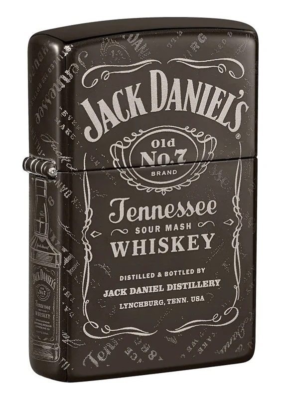 Zippo Windproof Lighter, Jack Daniel's Design – Black Ice, Photo Image 360° – Refillable, Reusable, Windproof Design – Comes in Gift Box – Made in USA