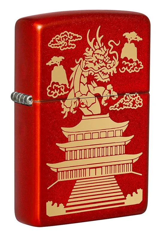 Zippo Windproof Lighter - Eastern Model - Metallic Red Finish with Color Image - Refillable - Reusable - Windproof Design - Gift Box - Made in USA