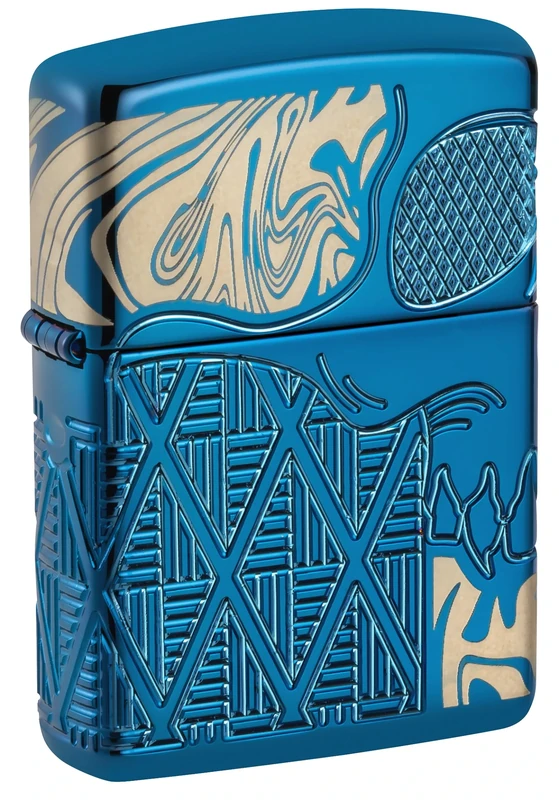 Zippo Windproof Lighter, Skulls MultiCut Design – High Polished Blue, MultiCut Laser 360° – Refillable, Reusable, Windproof Design – Comes in Gift Box – Made in USA